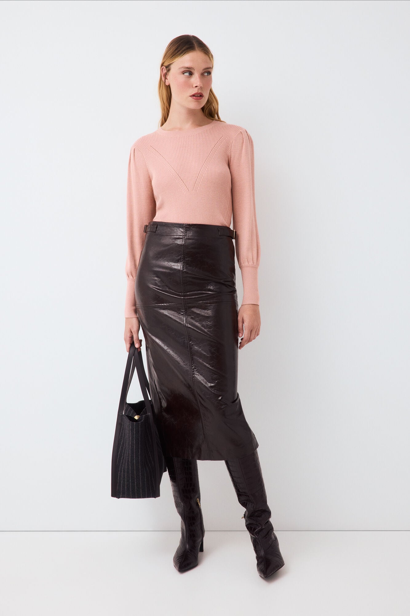 Pedro del Hierro Camisola canelada manga bal&atilde;o Rosa