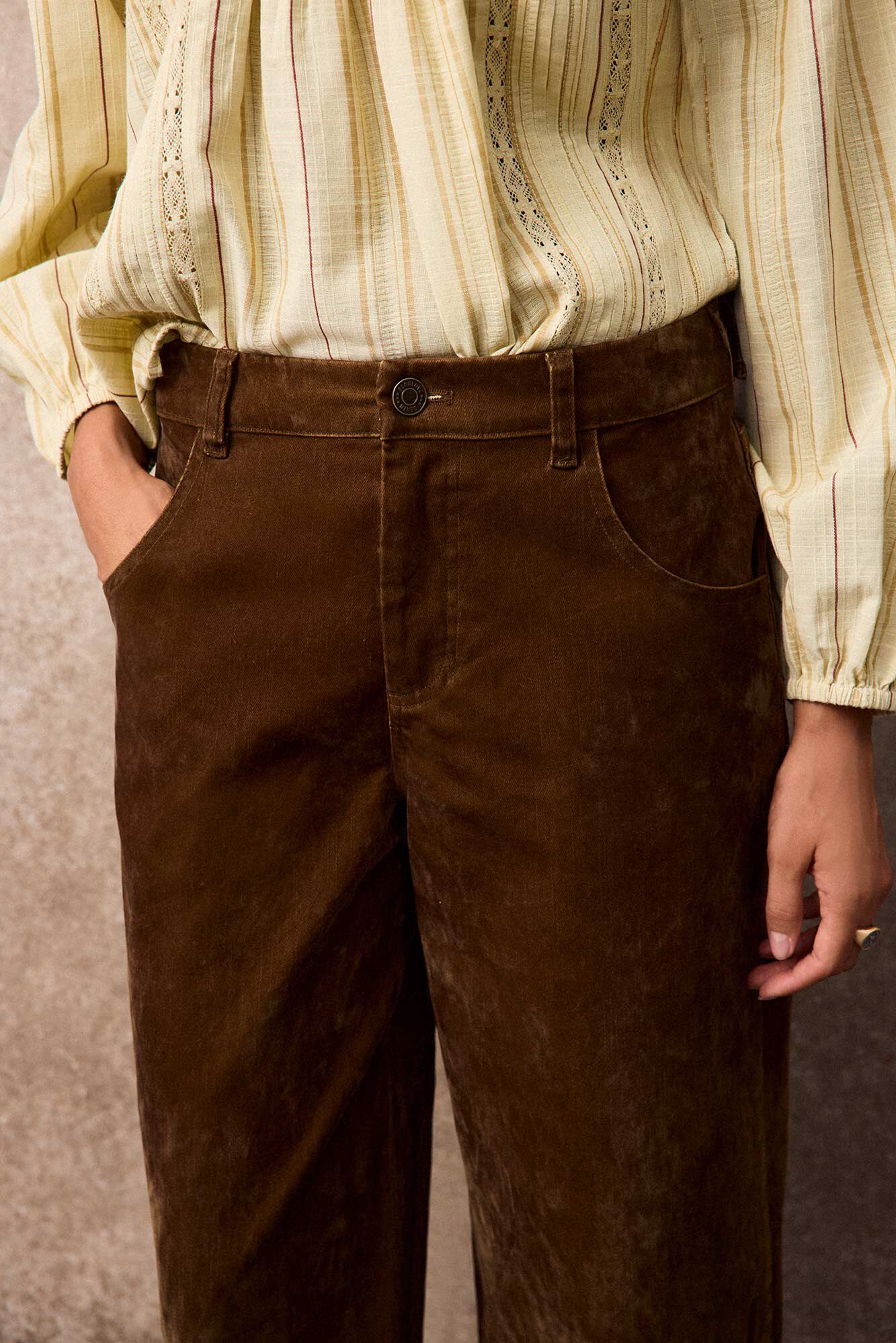 Slowlove Jeans barrel velvet Camel
