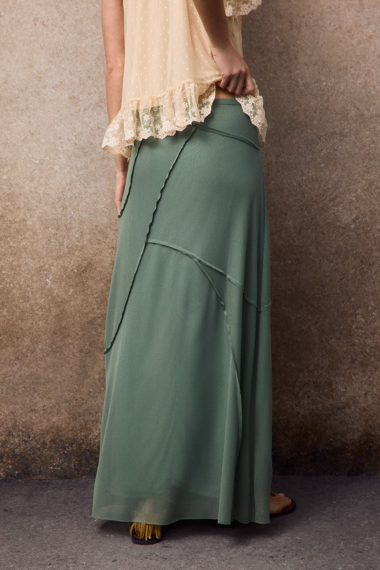 Slowlove Vestido em tule com cortes Verde
