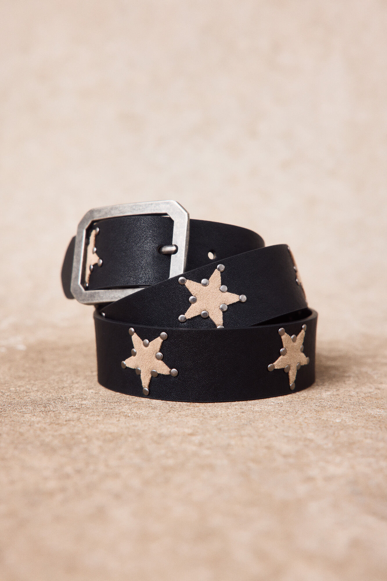 Slowlove Cinto de pele com estrelas Preto