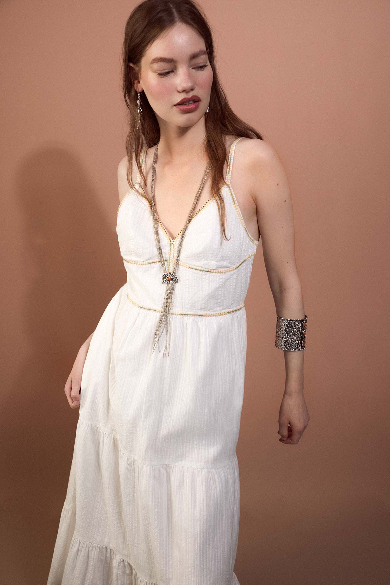 Slowlove Multicoloured embroidered dress Ivory