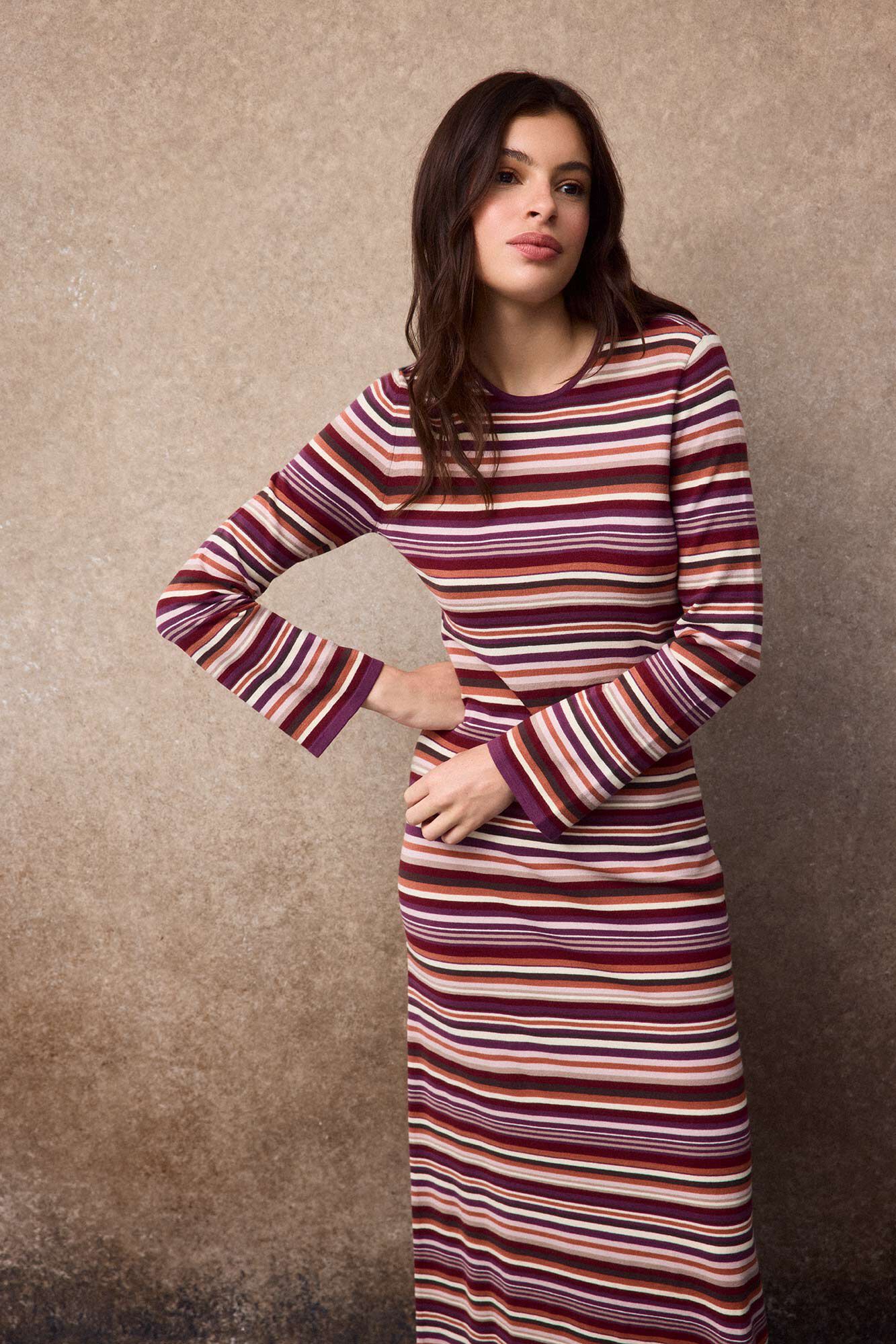 Slowlove Vestido de malha &agrave;s riscas