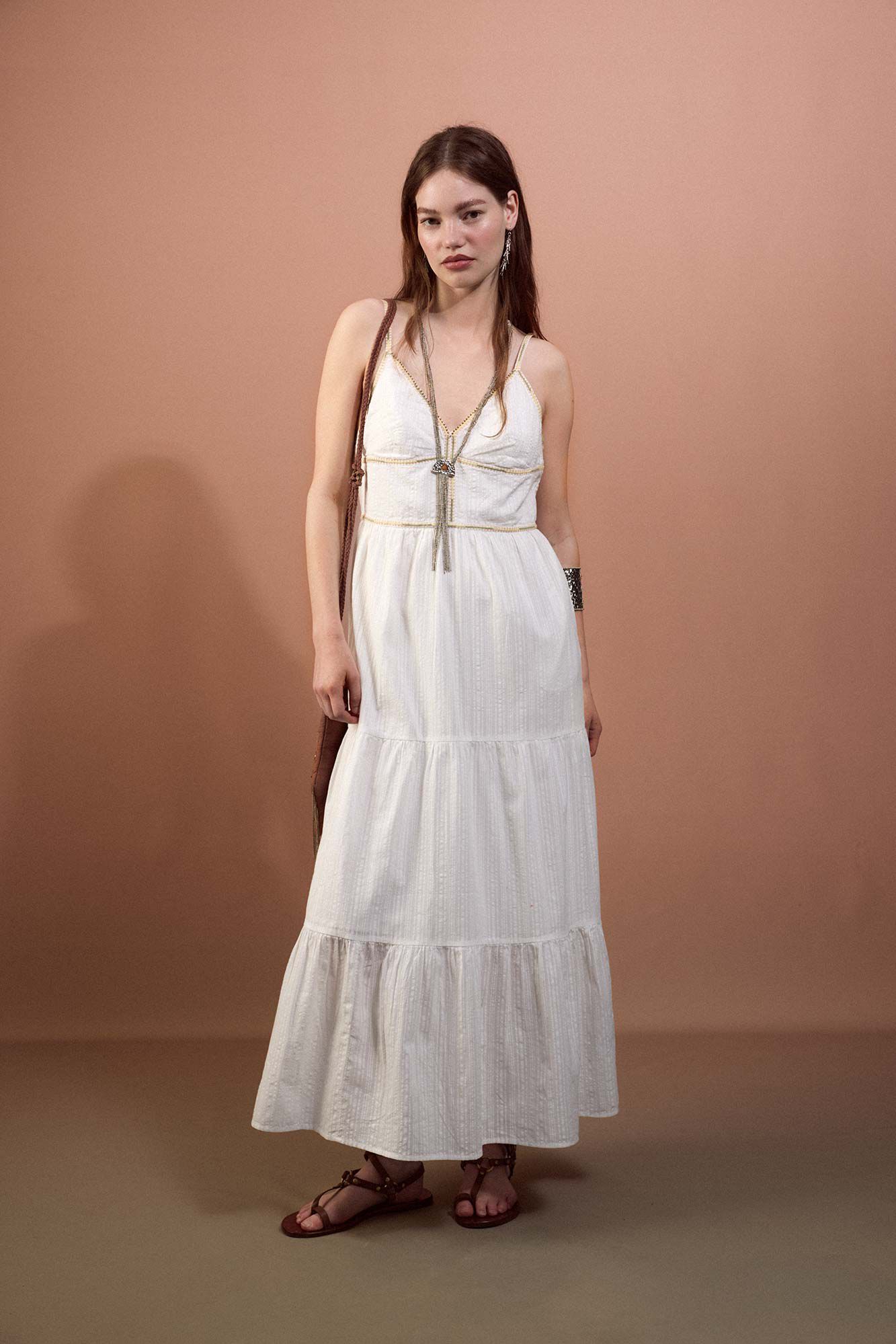 Slowlove Multicoloured embroidered dress Ivory