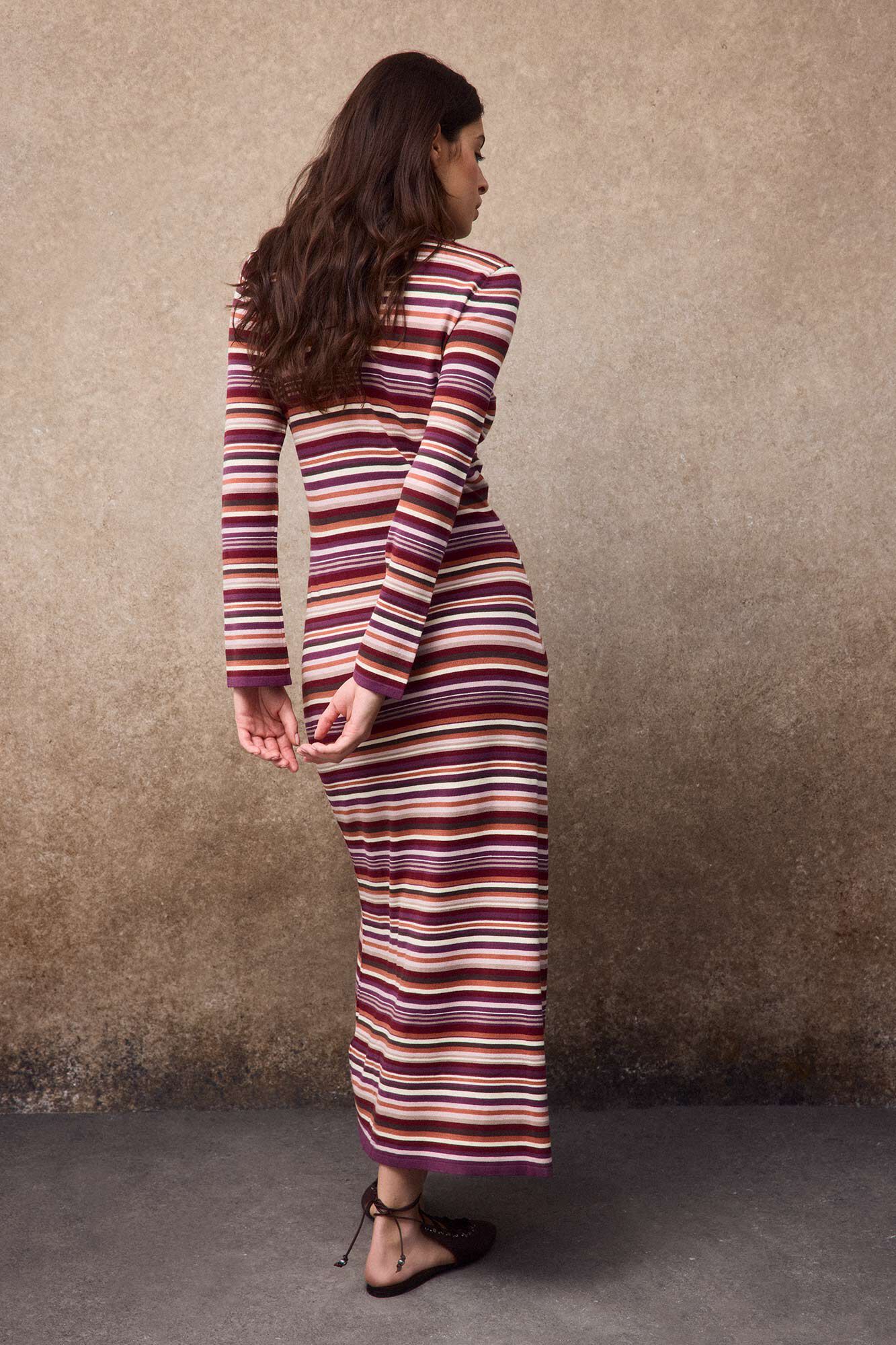 Slowlove Vestido de malha &agrave;s riscas Multicolorido