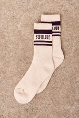 Slowlove Striped logo socks Printed white