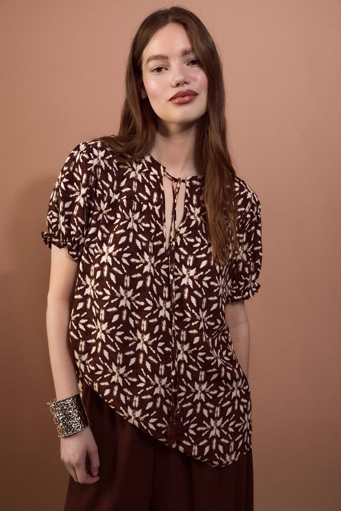 Slowlove Blusa estampada Castanho