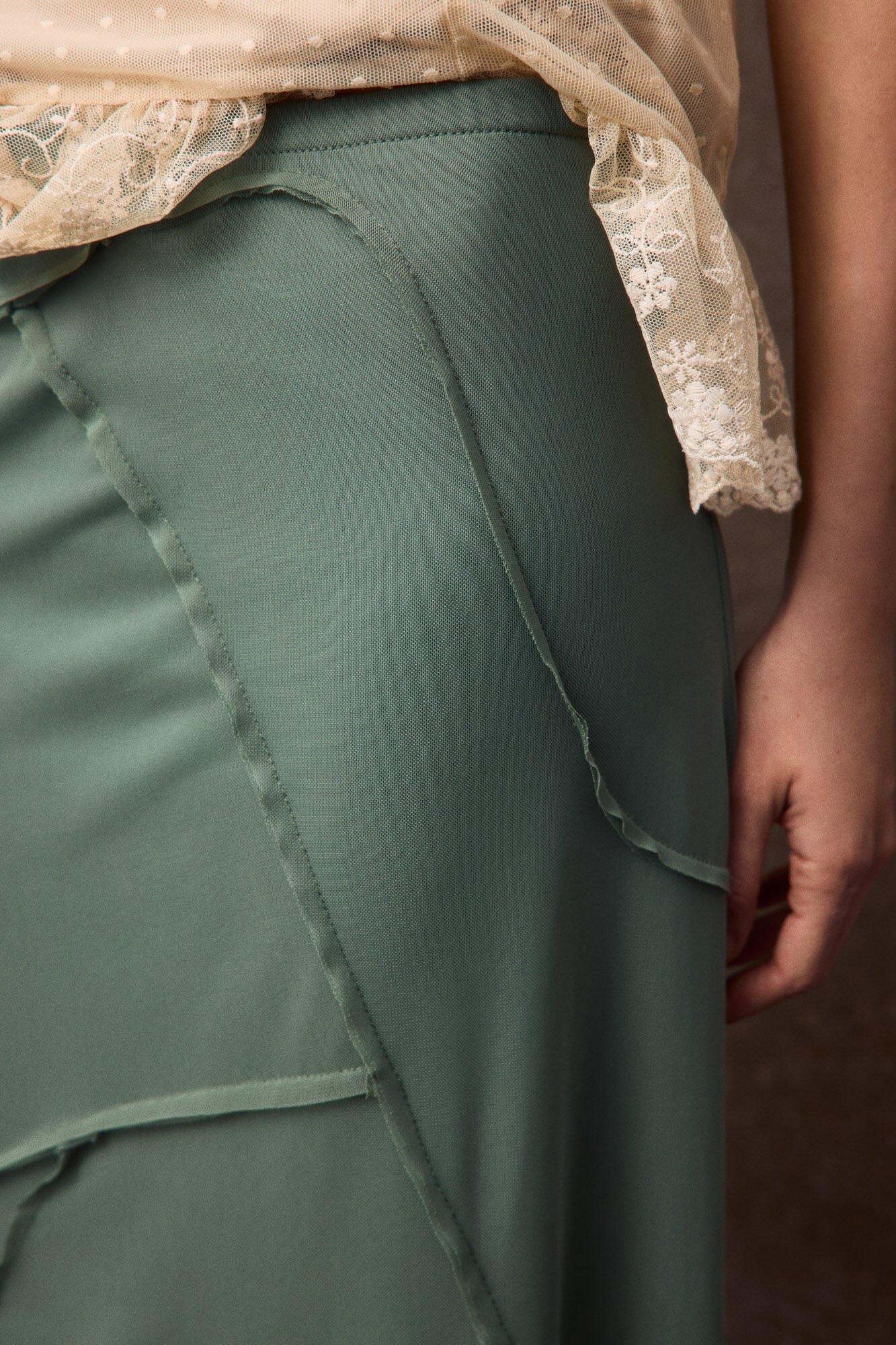 Slowlove Vestido em tule com cortes Verde