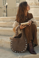 Slowlove Leather hobo shoulder bag Nude
