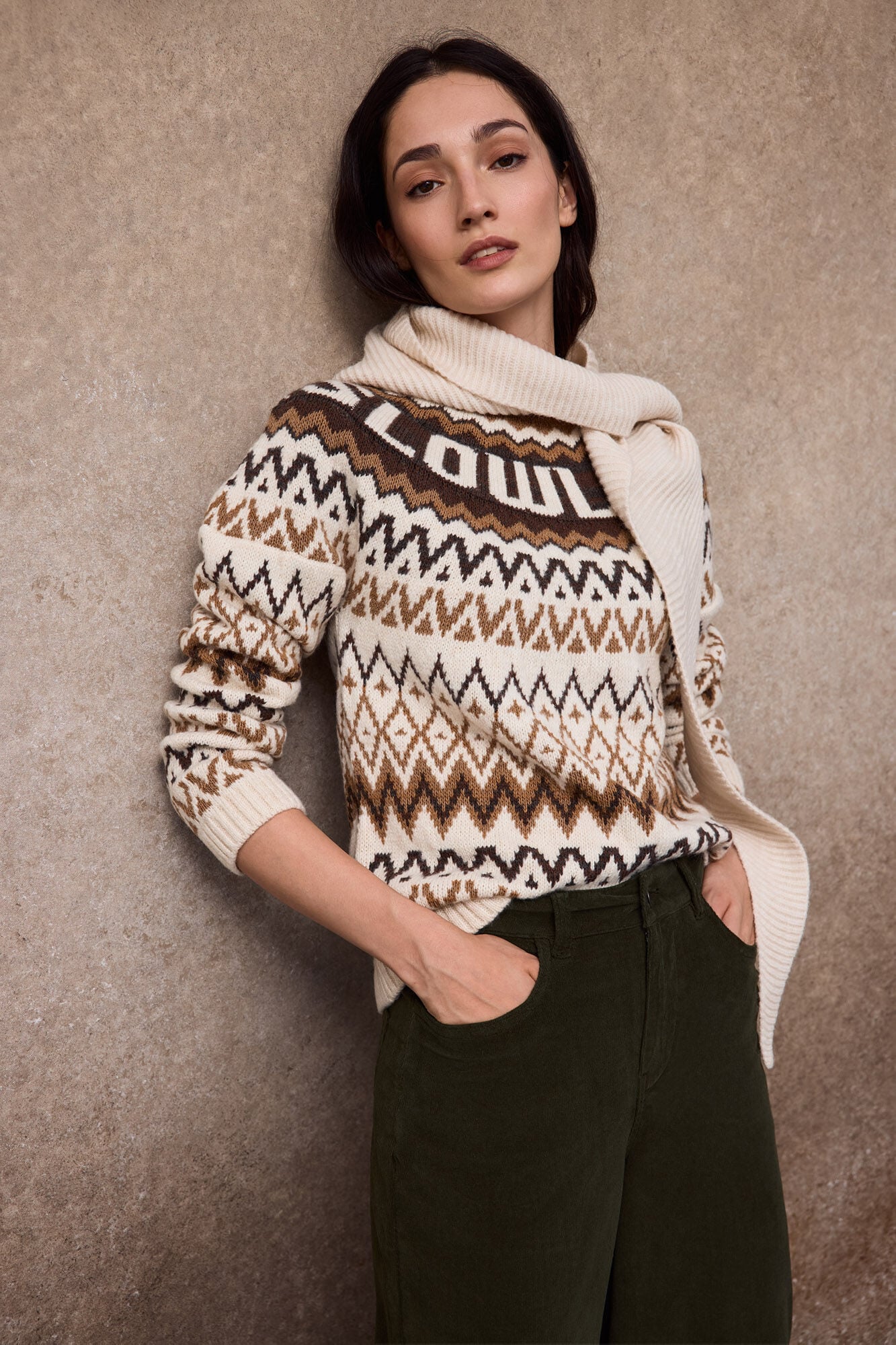 Slowlove Camisola jacquard logo SLOWLOVE Ecru