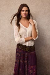 Slowlove Openwork fine knit cardigan Ivory