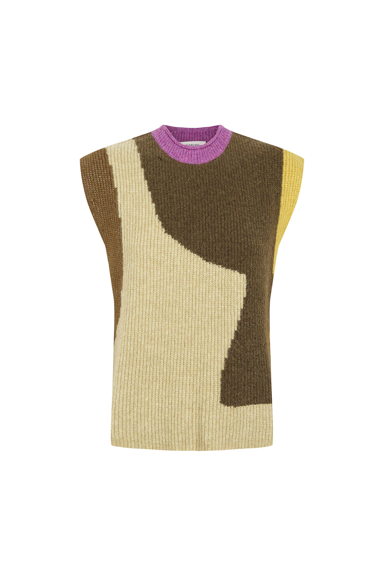 Slowlove Intarsia block gilet Kaki