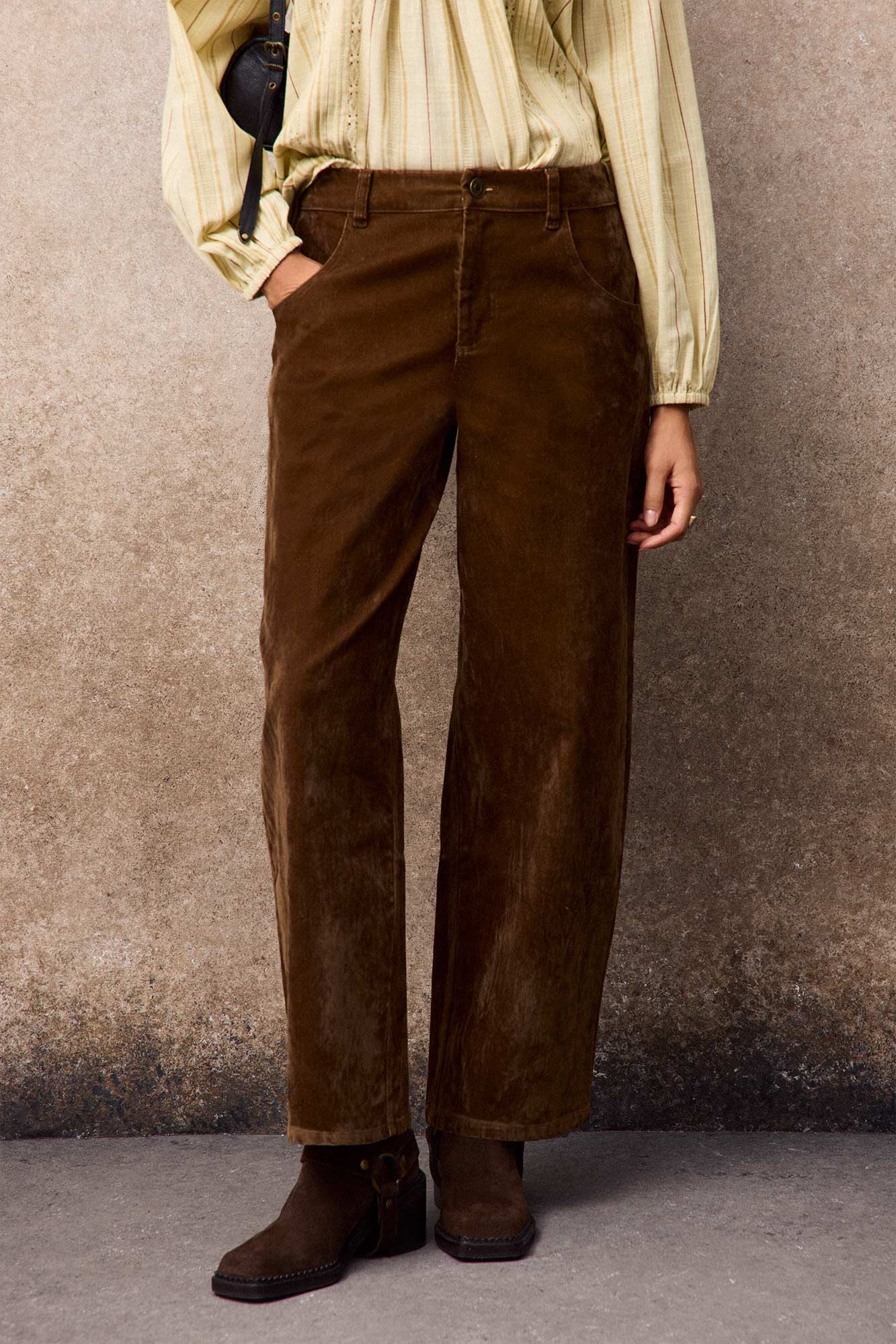 Slowlove Jeans barrel velvet Camel