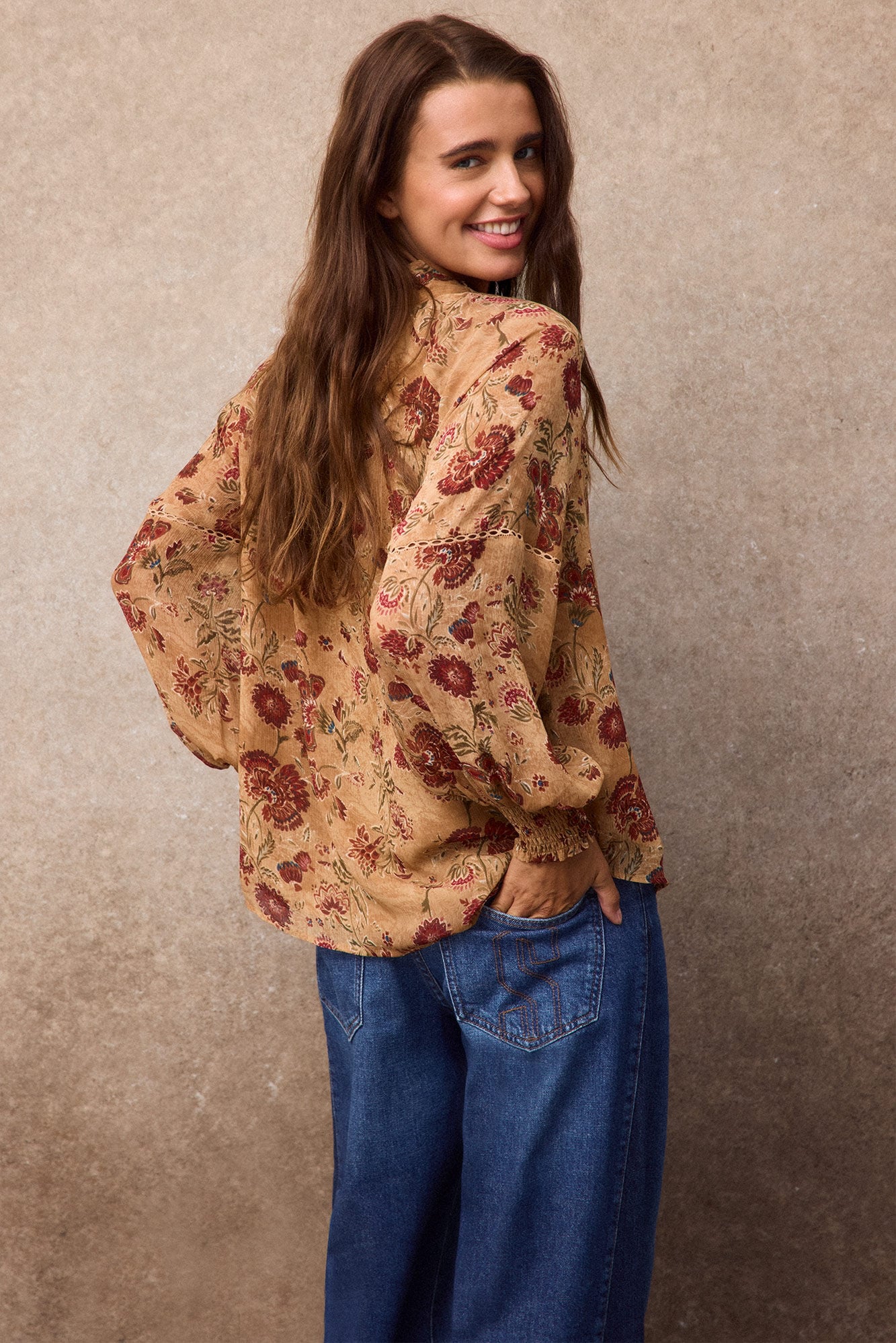 Slowlove Blusa estampada fluida Amarelo