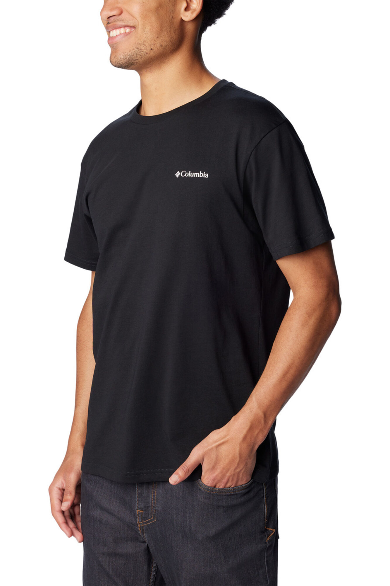Columbia Camiseta de manga corta de algod&oacute;n org&aacute;nico Basic Logo&trade; de Columbia para hombre gris