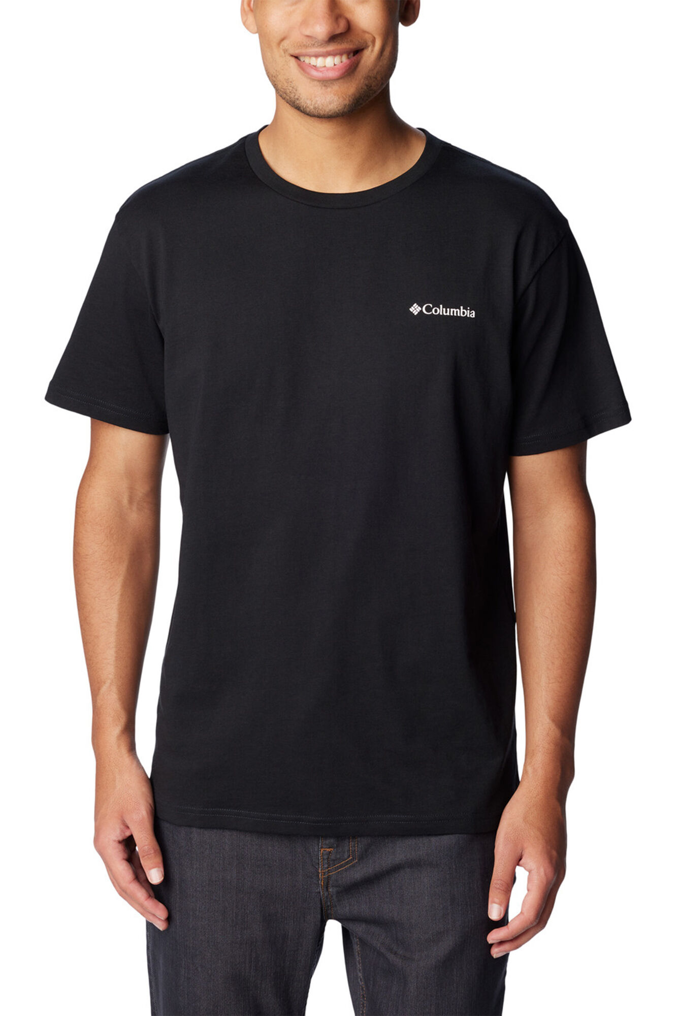 Columbia Camiseta de manga corta de algod&oacute;n org&aacute;nico Basic Logo&trade; de Columbia para hombre gris